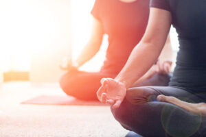 Yogis sitting in a meditative stance